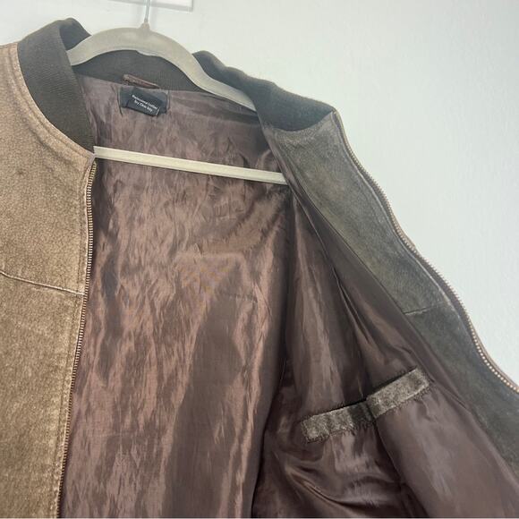 Vintage | Mens Brown Leather Bomber Jacket Suede by Pacific XL - Picture 7 of 11